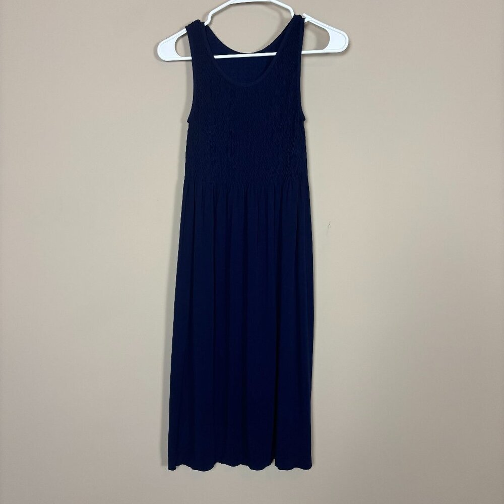 Navy Blue Sleeveless Midi Dress